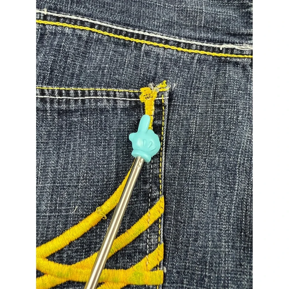 Evolution In Design Denim Shorts Mens 48 Blue Baggy Embroidered Y2K Streetwear